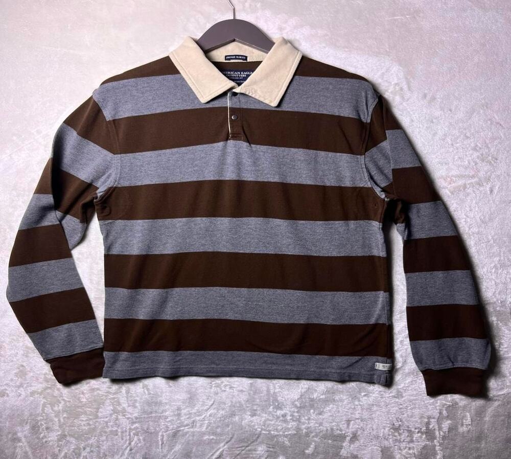 VTG Deadstock American Eagle Rugby Polo Shirt Men's M Pique Cotton Slim Fit NWOT